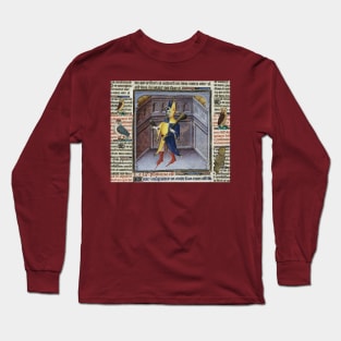 JESTER HOLDING OWL MEDIEVAL MINIATURE MANUSCRIPT Long Sleeve T-Shirt